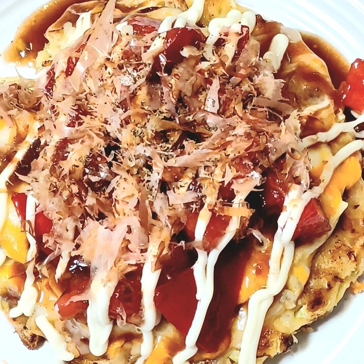 お豆腐入!フレッシュトマトのふんわりお好み焼き